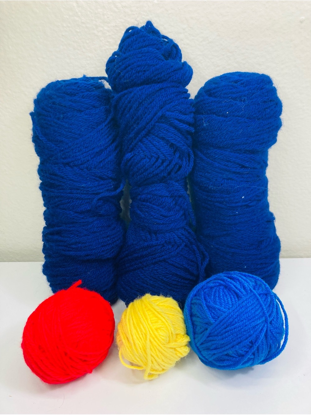 ~12.7oz Untagged Blue, Red & Yellow Yarn Pack - Soft Craft Skeins